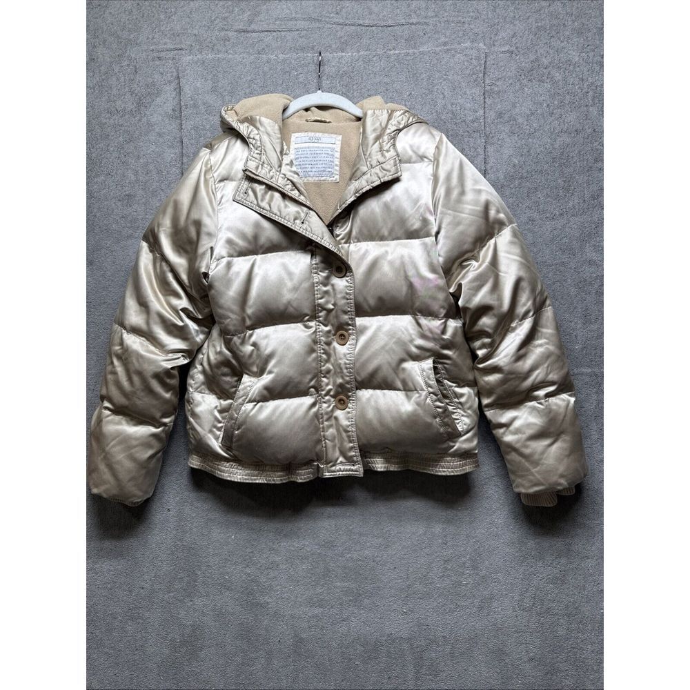 Vintage Y2K Old Navy Frost Free Puffer‎ Hooded Jacket Large Gold Insulated Coat